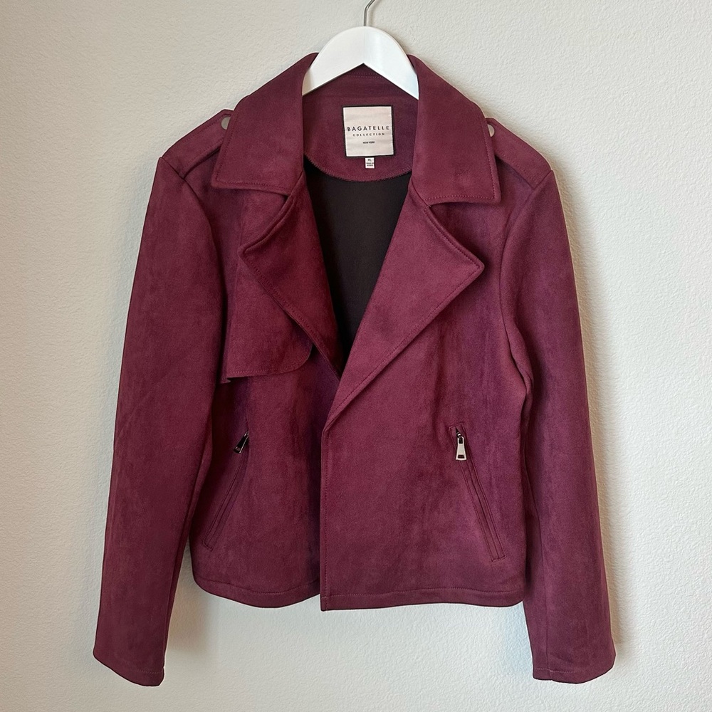 ☀️ NWOT BAGATELLE NYC Collection Faux Suede Moto Jacket